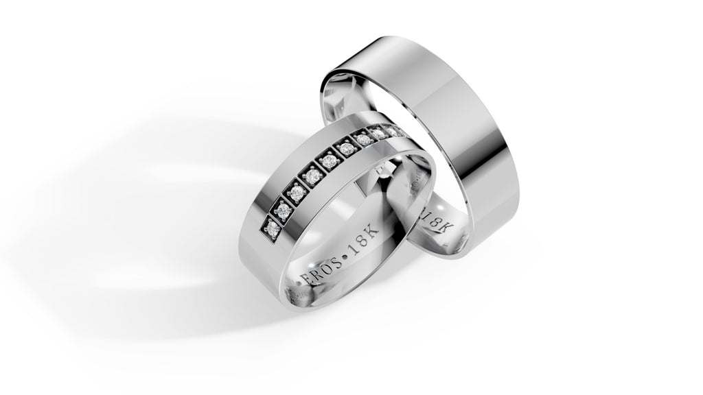 Aliança Plaza com Brilhantes Ouro 18K 6mm