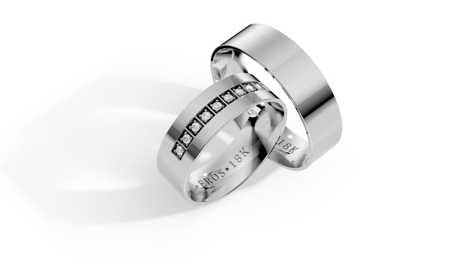 Aliança Plaza com Brilhantes Ouro 18K 6mm
