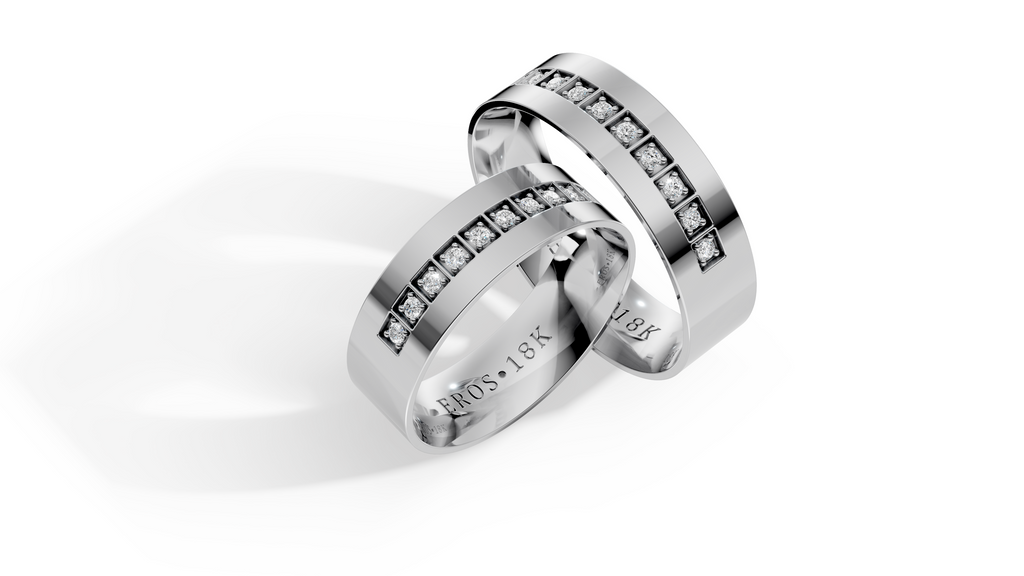 Aliança Plaza com Brilhantes Ouro 18K 6mm