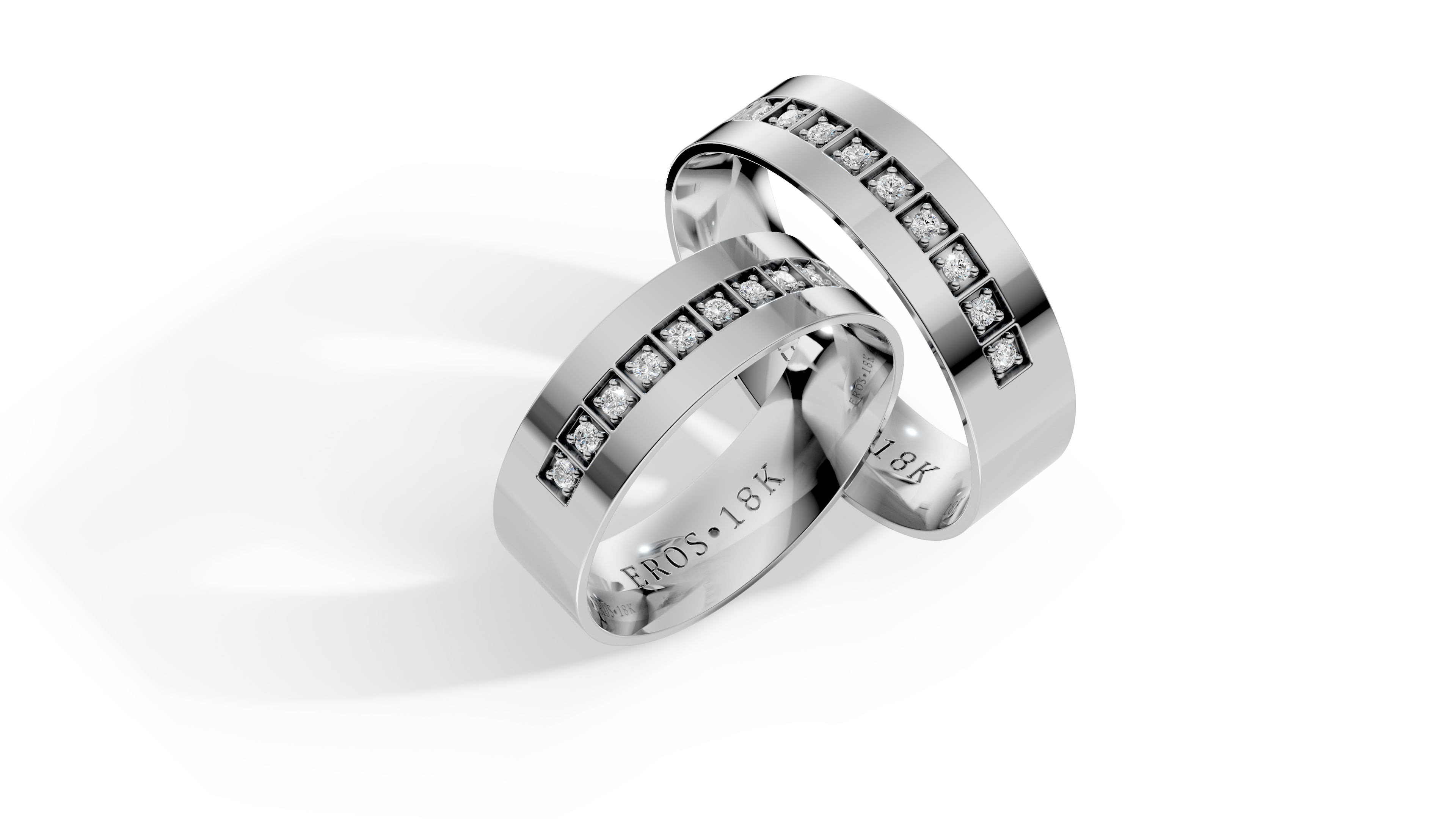Aliança Plaza com Brilhantes Ouro 18K 6mm