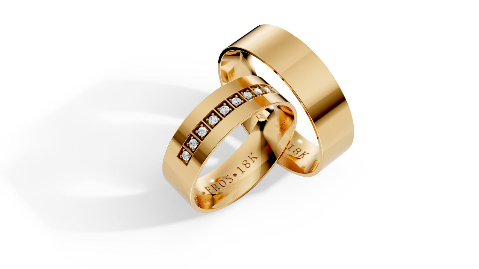 Aliança Plaza com Brilhantes Ouro 18K 6mm