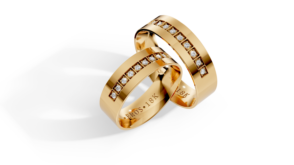 Aliança Plaza com Brilhantes Ouro 18K 6mm